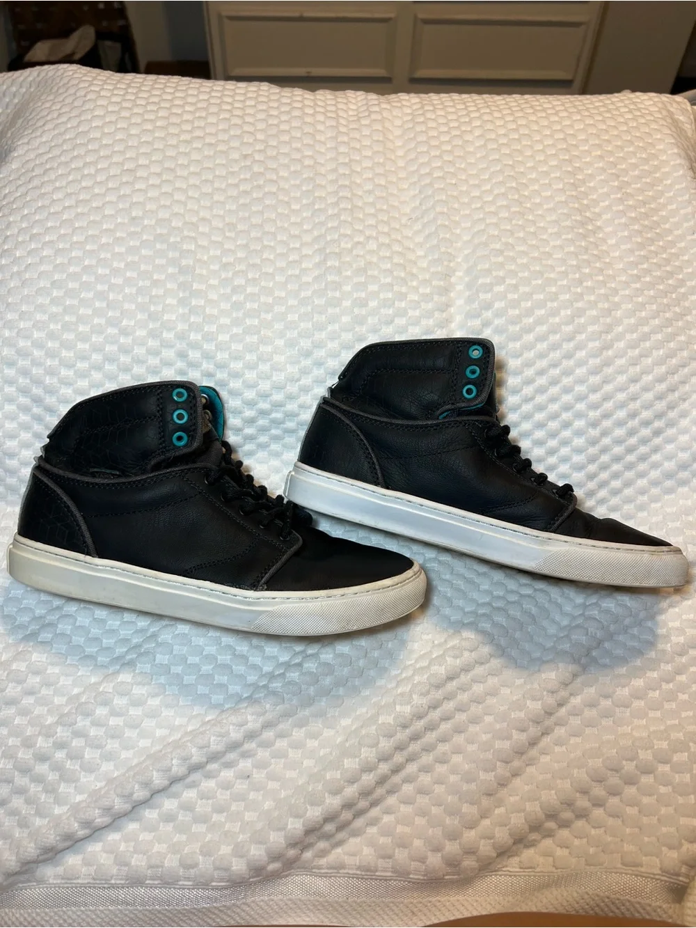 Vans Black High-Top Sneakers with Teal Lining